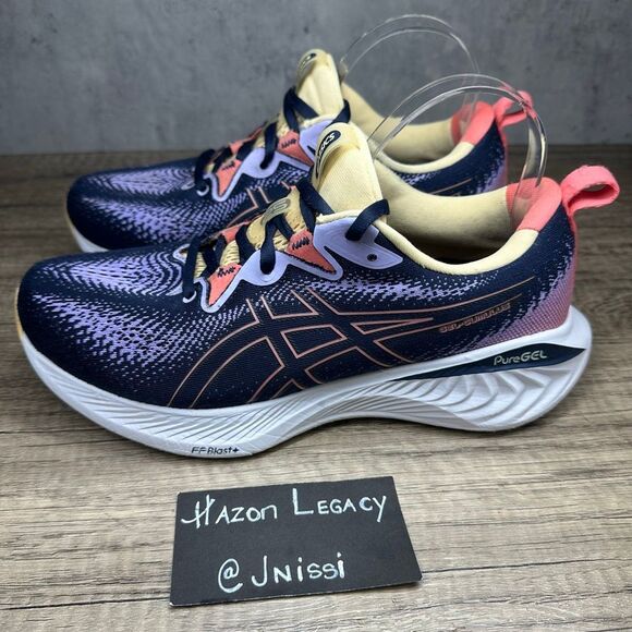 ASICS~Women’s~GEL-Cumulus 25 Midnight Purple/Yellow PureGEL Running Shoes~Sz 9 - Picture 1 of 9